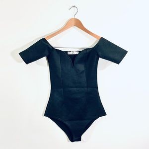 NEW Oh My Love London off Shoulder Plunge Neck Bodysuit